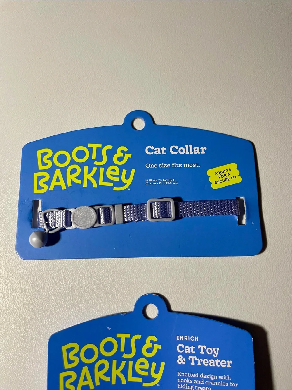 Boots & Barkley Pink-purple Cat Toy & Gray-blue Cat Collar Set NWT OSFM